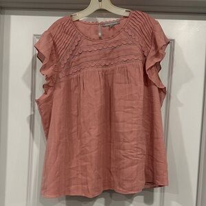 Daniel Rainn Dusty Rose Ruffle Blouse